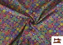 Comprar online Tela Stretch estampado Círculos Multicolor - Pieza 25 Metros
