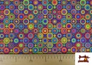 Venta online de Tela Stretch estampado Círculos Multicolor - Pieza 25 Metros