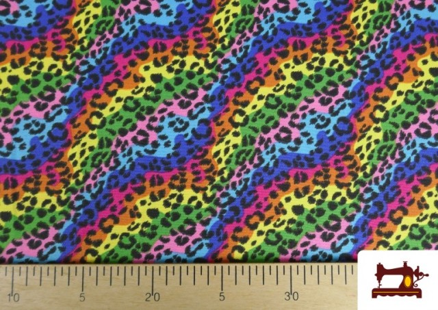 Comprar Tela Stretch estampado Animal Multicolor Leopardo - Pieza 25 Metros