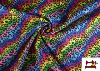 Comprar online Tela Stretch estampado Animal Multicolor Leopardo - Pieza 10Metros