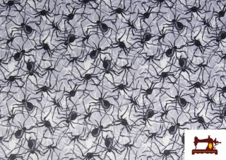 Comprar Tela de Punto Estampado de Arañas Halloween - Pieza de 10 Metros