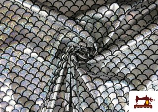 Tela de Lycra Escamas de Pez Holográficas - Pieza de 10 Metros color Gris