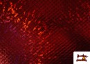 Venta online de Tela de Lycra Imitación Escamas de Pez y de Sirena Holográficas - Pieza de 25 Metros color Rojo