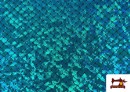 Venta de Tela de Lycra Imitación Escamas de Pez y de Sirena Holográficas - Pieza de 25 Metros color Azul turquesa