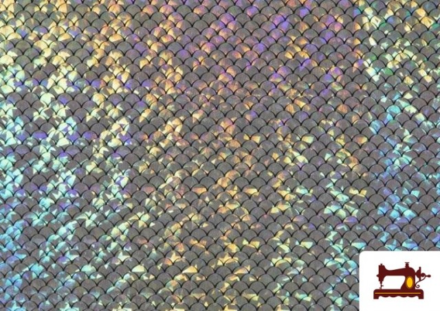 Tela de Lycra Imitación Escamas de Pez y de Sirena Holográficas - Pieza de 25 Metros color Plata