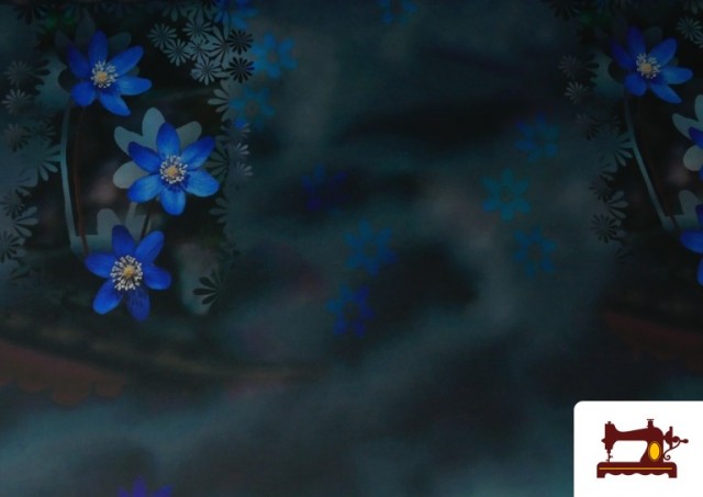 Comprar online Tela de Neopreno Floral Azul