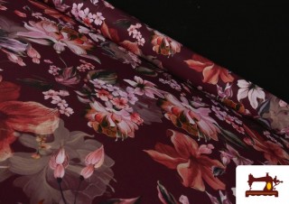 Tela de Neopreno Floral Granate