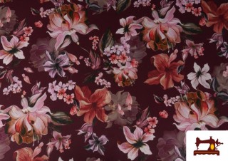 Comprar Tela de Neopreno Floral Granate