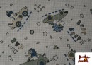 Venta de Tela de Loneta Infantil Coches y Dinos 140 cm