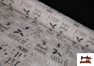 Tela de Decoración de Navidad "Let it snow" Ancho 140 cm