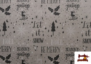Tela de Decoración de Navidad "Let it snow" Ancho 140 cm