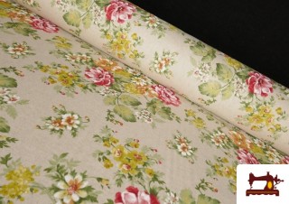 Tela de Loneta Estampada Floral al Estilo Romántico