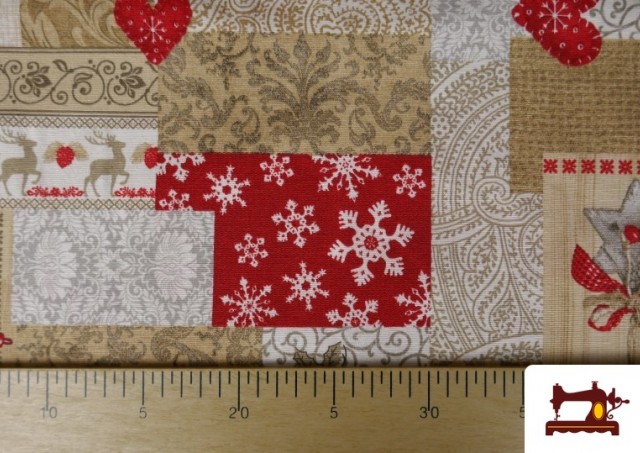 Venta online de Tela de Decoración de Navidad Ancho 140cm color Beige