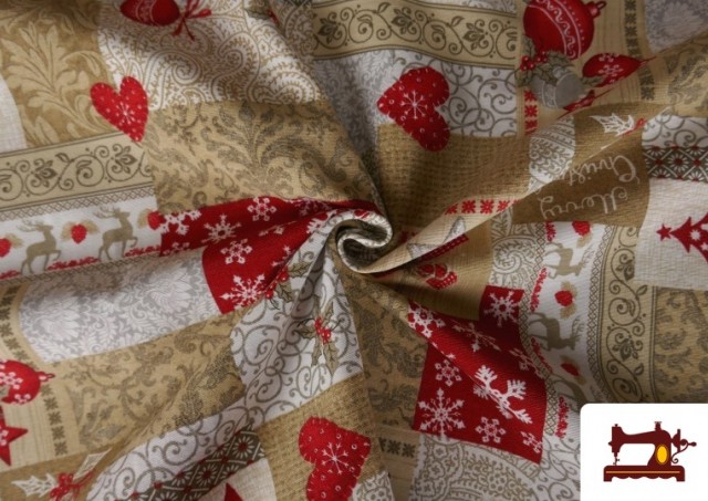 Tela de Decoración de Navidad Ancho 140cm color Beige