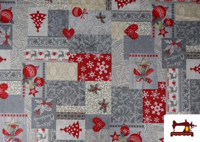 Comprar Tela de Decoración de Navidad Ancho 140cm color Gris