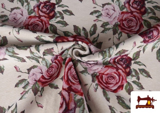 Venta online de Tela de Tapicería de Gobelino Floral Rosas
