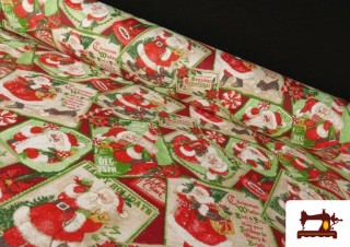 Tela de Loneta Cartas Papá Noel Ancho 140 cm