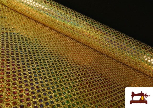 Comprar Tela de Lentejuelas Holograma Rombos Brillantes color Dorado