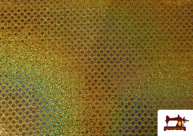 Venta de Tela de Lentejuelas Holograma Rombos Brillantes color Dorado
