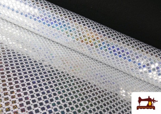 Venta online de Tela de Lentejuelas Holograma Rombos Brillantes color Plata