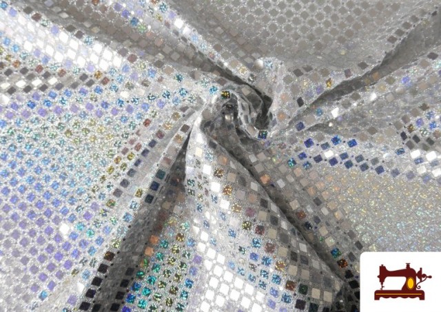 Tela de Lentejuelas Holograma Rombos Brillantes color Plata