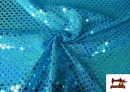 Venta de Tela de Lentejuelas Holograma Rombos Brillantes color Azul turquesa