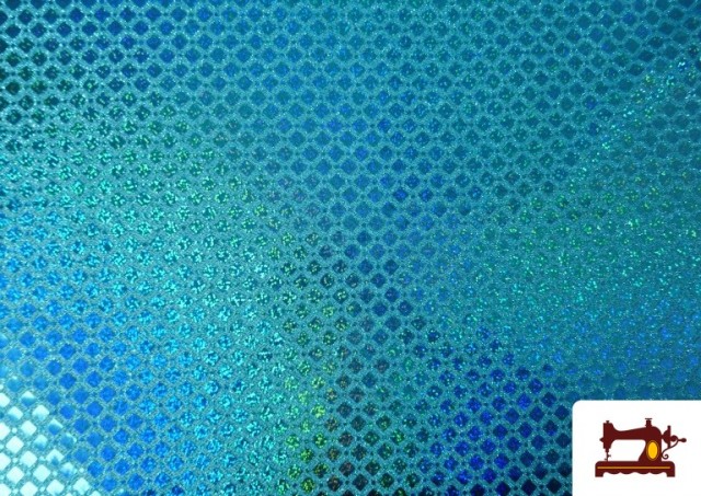 Comprar online Tela de Lentejuelas Holograma Rombos Brillantes color Azul turquesa