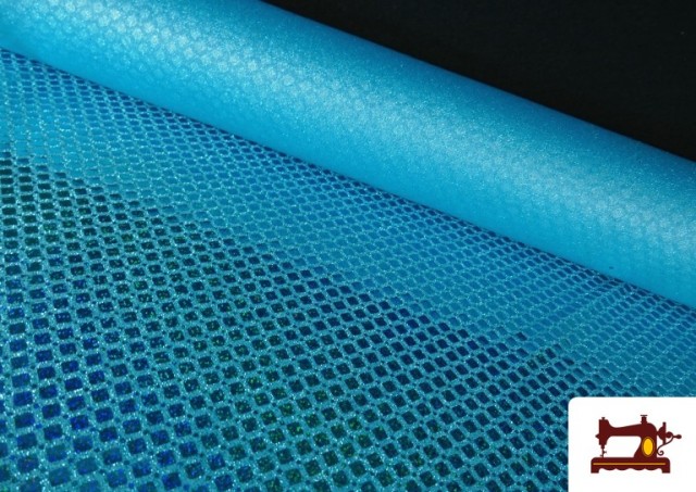 Venta online de Tela de Lentejuelas Holograma Rombos Brillantes color Azul turquesa