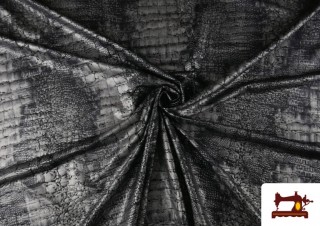 Tela de Punto con Licra con Estampado de Serpiente color Gris