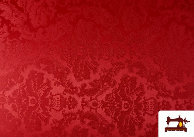 Comprar online Tela de Fantasía Jacquard Floral color Rojo