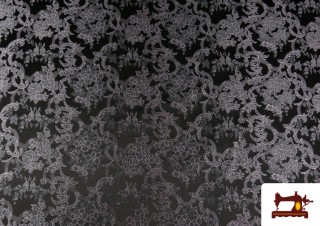 Comprar Tela de Jacquard Brocado Floral de Seda  Ancho 140cm color Gris