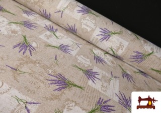 Tela con Motivos de la Planta de la Lavanda