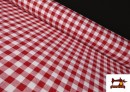 Tela de Loneta Vichy Cuadro 1,50cm Ancho 140 cm color Rojo