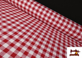 Tela de Loneta Vichy Cuadro 1,50cm Ancho 140 cm color Rojo
