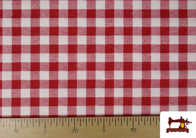 Comprar Tela de Loneta Vichy Cuadro 1,50cm Ancho 140 cm color Rojo