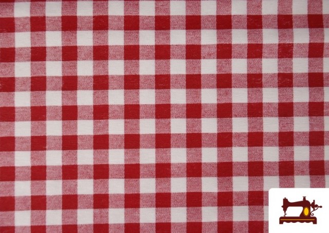 Venta de Tela de Loneta Vichy Cuadro 1,50cm Ancho 140 cm color Rojo