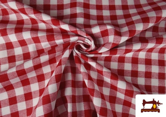 Comprar online Tela de Loneta Vichy Cuadro 1,50cm Ancho 140 cm color Rojo