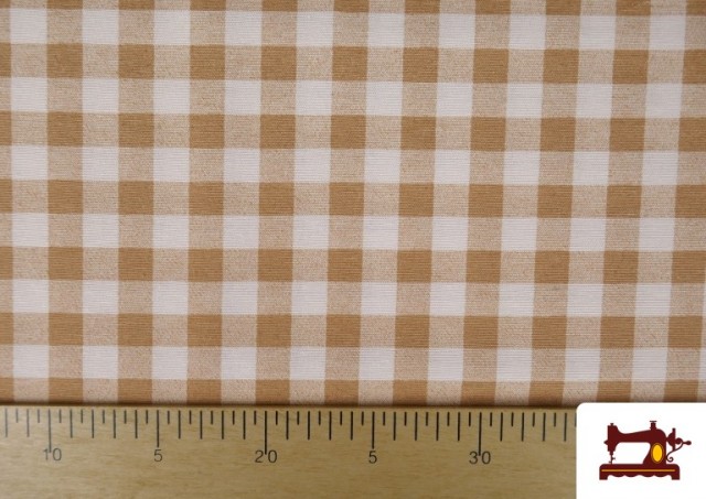 Tela de Loneta Vichy Cuadro 1,50cm Ancho 140 cm color Beige
