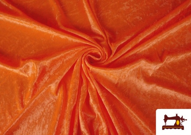 Venta online de Tela de Terciopelo Económico Martelé color Naranja flúor