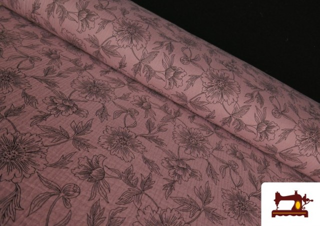 Tela de Muselina Floral para Vestir color Rosa pálido