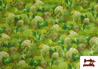 Comprar Tela de Algodón Estampado Árboles Ilustrados