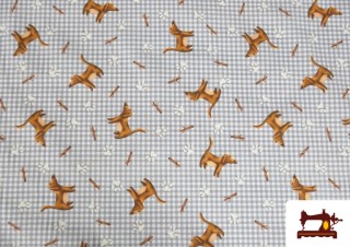 Tela de Algodón Estampado Perro Vichy