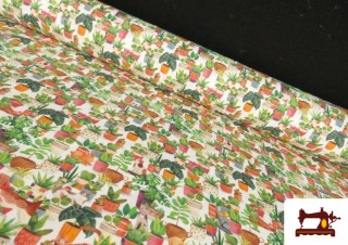 Comprar Tela de Algodón Estampado Plantas y Macetas con Animales