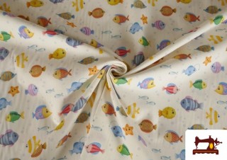 Venta online de Tela de Algodón Estampado Peces Multicolor Venta online de Tela de Algodón Estampado Peces Multicolor
