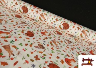 Tela de Algodón Estampado Animales del Bosque