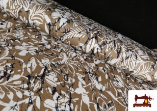 Tela de Punto de Viscosa Beige Floral