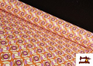 Venta online de Tela de Crepe Estampado Bielástico color Naranja