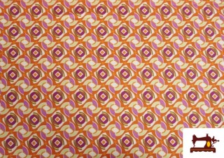 Tela de Crepe Estampado Bielástico color Naranja