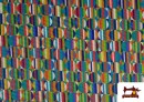 Venta de Tela de Algodón Estampado Multicolor Geométrica