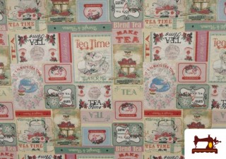Comprar Tela de Loneta Estampado Hora del Te Vintage Ancho 140 cm